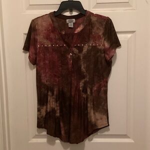Elegant Tie-Dye Blouse with Stud Accents by Sienna Grace. Junior M.  (C5)